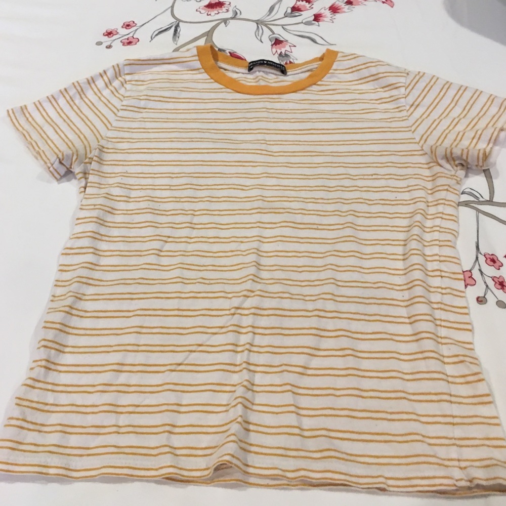 Brandy Melville Yellow Striped T-Shirt